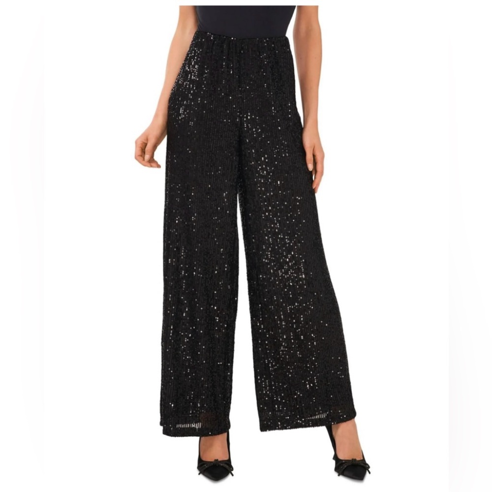 NWT Ellison Black Sequin Wide Leg Pants Size Small